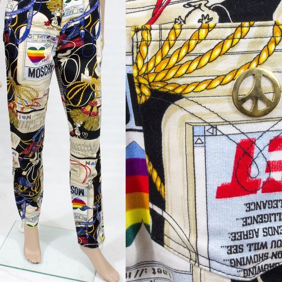 MOSCHINO Vintage 1995 “MoschiNET” Apple Computer High Waist Skinny Jeans size 28 - Picture 11 of 15